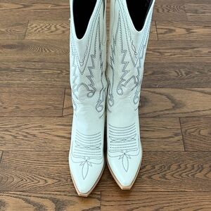 White Embroidered Western Boots